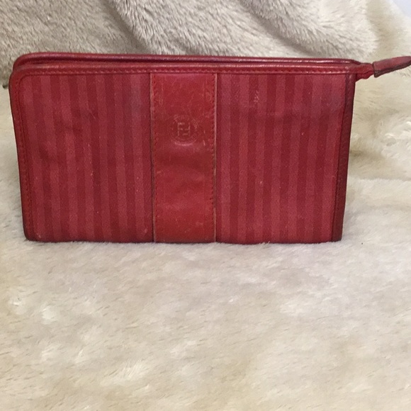 Fendi Red Zipped Pouch Vintage - Picture 1 of 11